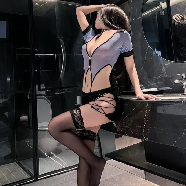 Erotic lingerie policewoman uniform cos one-piece set