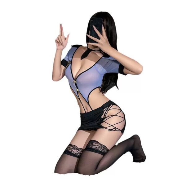 Erotic lingerie policewoman uniform cos one-piece set